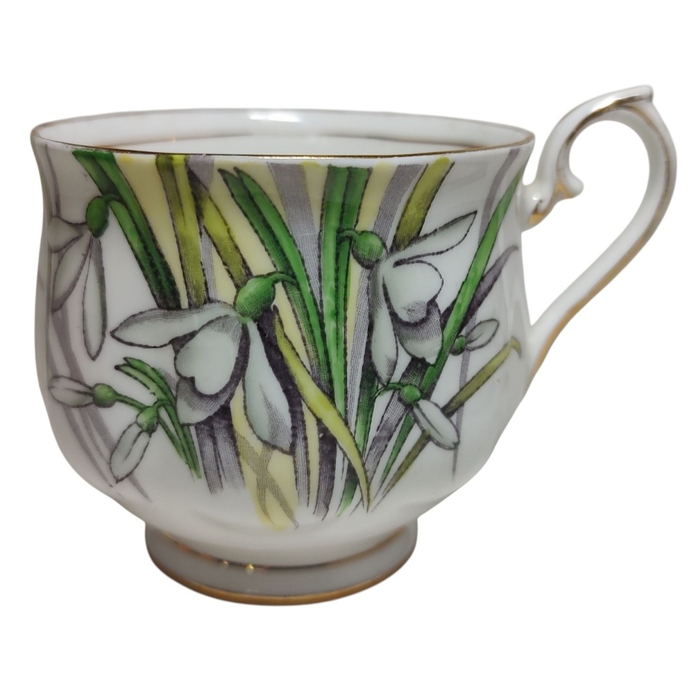 Royal Albert Teacup England Bone China Snowdrop‎ Flower Of Month Hand Painted